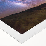 Art deco poster of Death Valley in muted earth tones on rolled canvas, suitable for dining room wall art.