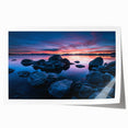 Extra large wall art of Lake Tahoe with muted blue and green hues on a rolled canvas, suitable for dining room decor.