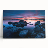 Black and white stretched canvas of Lake Tahoe scenery, ideal for kitchen wall art or bedroom ambiance.