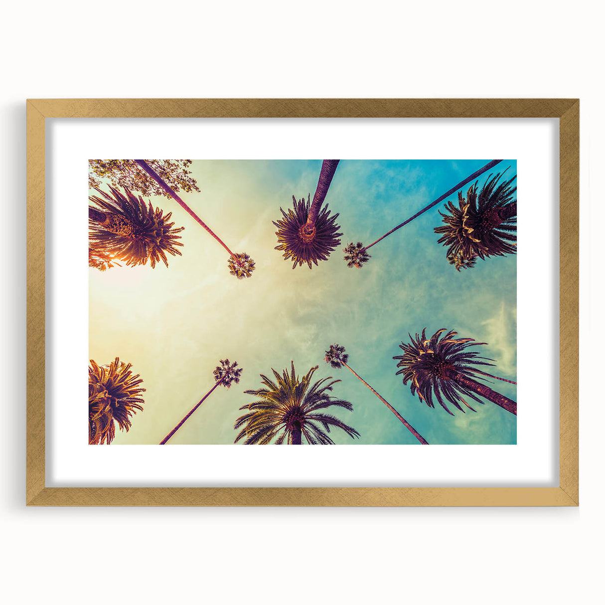 Extra large wall art featuring abstract Los Angeles scenery in muted gray and gold tones on a framed canvas.
