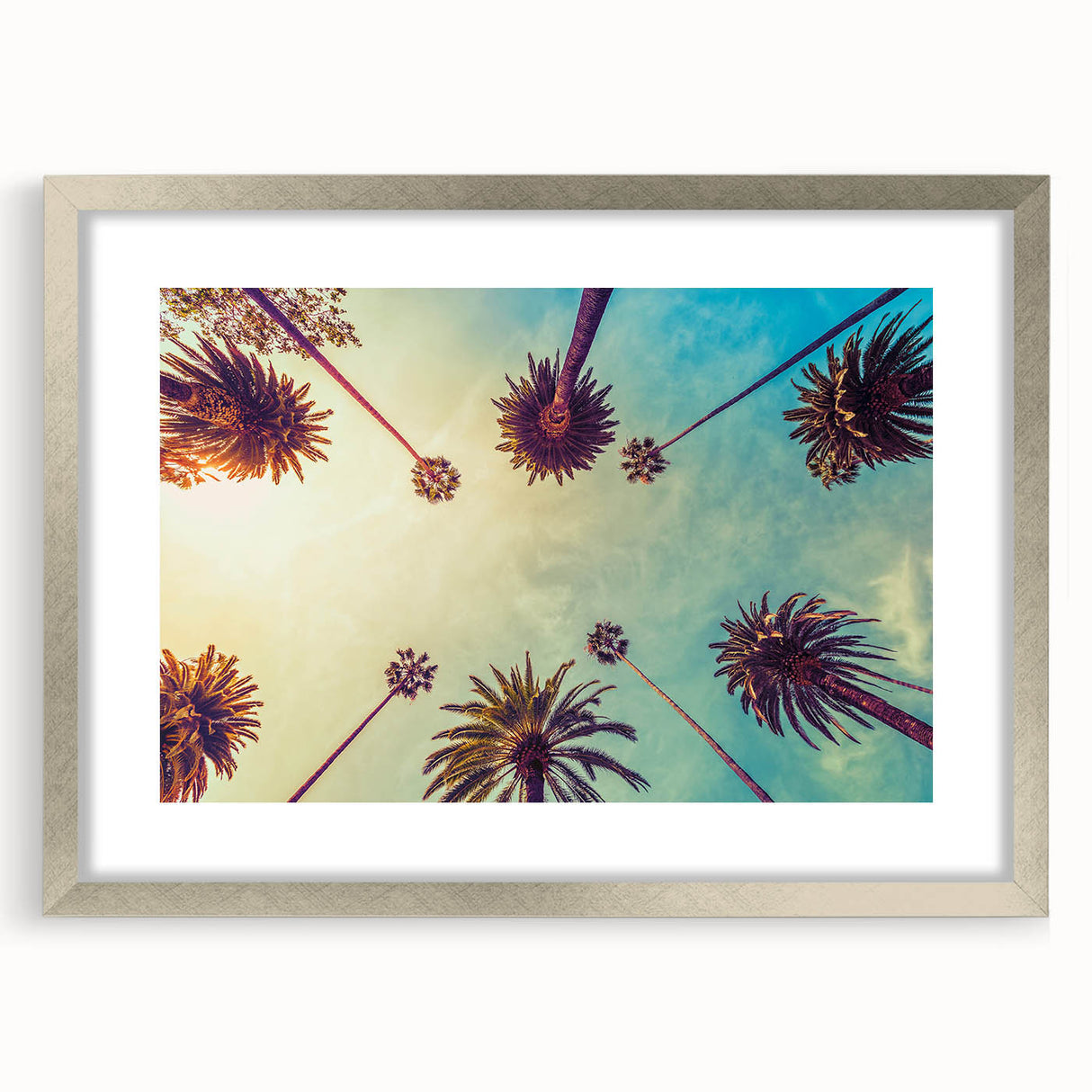 Textured art print of abstract Los Angeles skyline in muted gray and silver tones on a framed canvas.