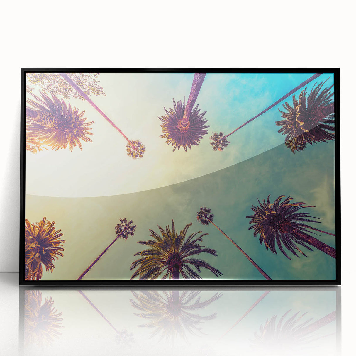 Large abstract wall art depicting Los Angeles in muted gray and blue tones on a framed acrylic.