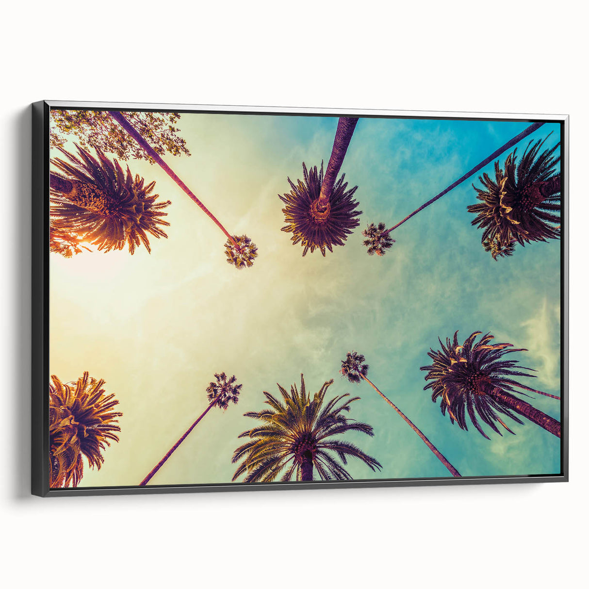 Black and white framed canvas of Los Angeles landscape, perfect for bedroom wall decor.