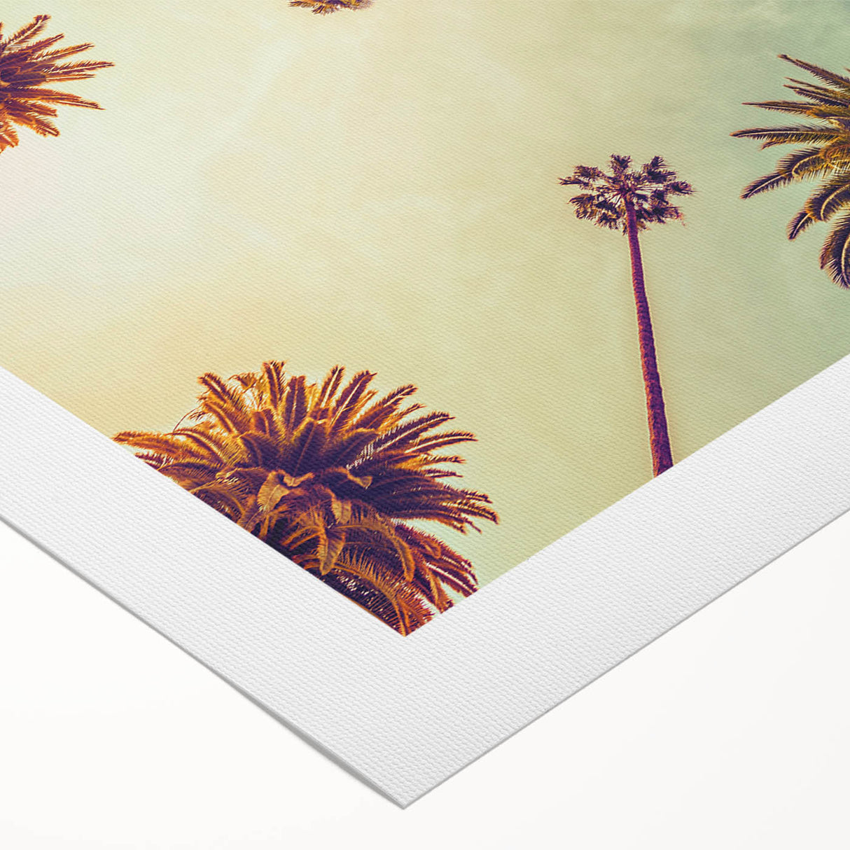 Art deco poster of Los Angeles skyline in pastel shades on rolled canvas, suitable for dining room wall art.