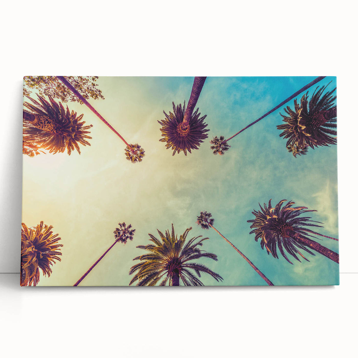 Black and white photograph of Los Angeles skyline on large stretched canvas, ideal for kitchen wall art.