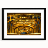 Abstract art print depicting a colorful, textured Sacramento scenery on a large framed canvas, ideal for living room decor.