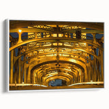 Framed vintage poster art of Sacramento skyline in muted colors on white canvas, suitable for living room decor.