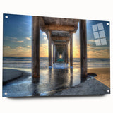 Acrylic print of San Diego skyline in muted blue and gray tones, suitable for bedroom or dining room decor.