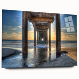 Large abstract wall art of San Diego scenery in muted earth tones on acrylic glass, ideal for bedroom or dining room decor.