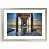 Textured abstract art print of San Diego skyline in muted gray and blue tones, framed in silver, ideal for bedroom art.