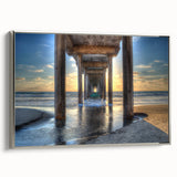 Landscape art painting of San Diego, featuring colorful art on black framed canvas, ideal for modern living room decor.