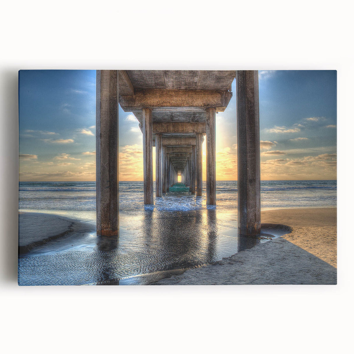 Black and white stretched canvas featuring the San Diego skyline, ideal for kitchen wall art.