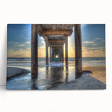 Black and white stretched canvas of San Diego skyline, ideal for kitchen wall art or bedroom decor.