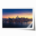 Rolled print of San Francisco landscape in muted blue and gray tones, suitable for dining room wall art.