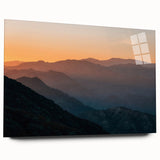 Large abstract wall art of Santa Barbara scenery in muted blue and green tones on acrylic glass.