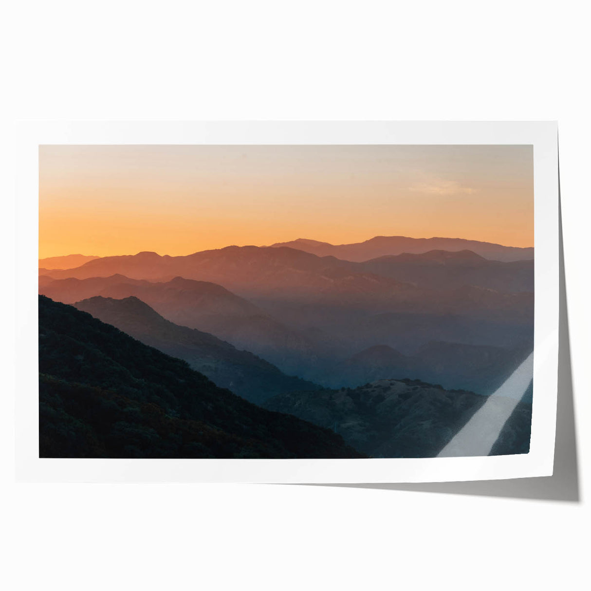 Santa Barbara landscape on rolled print, featuring soft pastel colors ideal for art wall dining room.