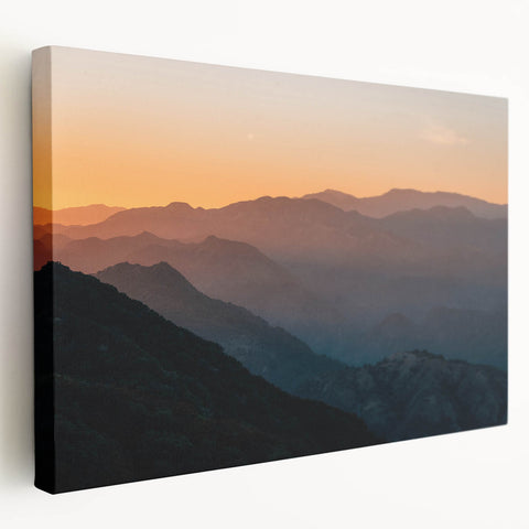 Scenic Santa Barbara coastline depicted in muted blue and green tones on a large stretched canvas.