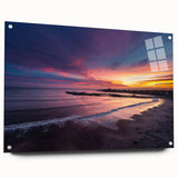 Acrylic print of a large abstract depiction of Santa Cruz in muted blue and green shades.