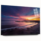Large abstract wall art of Santa Cruz, California on acrylic glass, with muted earth tones.