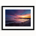 Extra large abstract art print of Santa Cruz scenery in vibrant colors on textured canvas, framed in black.