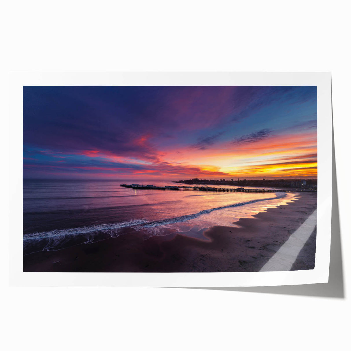 Rolled print of Santa Cruz scenery in soft pastel hues, ideal for art wall dining room decor.