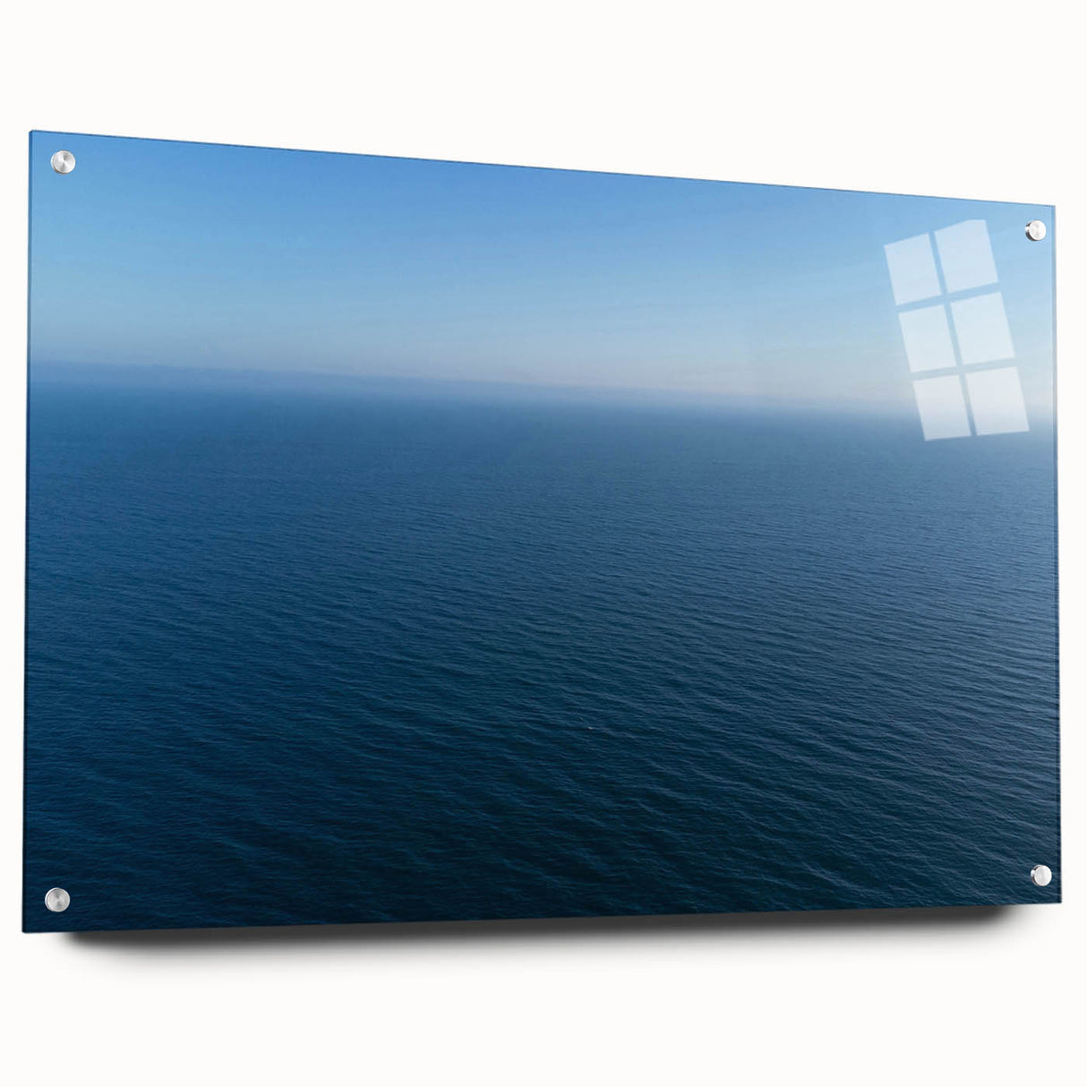 Acrylic print of Santa Monica scenery in muted blue and green tones, suitable for bedroom or dining room decor.