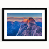 Extra large abstract art print of Yosemite in vibrant colors on textured canvas, framed in black.