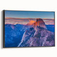 Black and white framed canvas of Yosemite landscape, ideal for bedroom wall art.