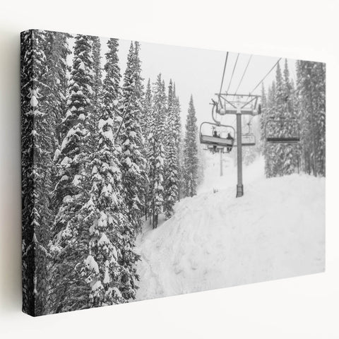 Scenic view of Vail, Colorado on a large stretched canvas, featuring muted earth tones, ideal for kitchen wall art.