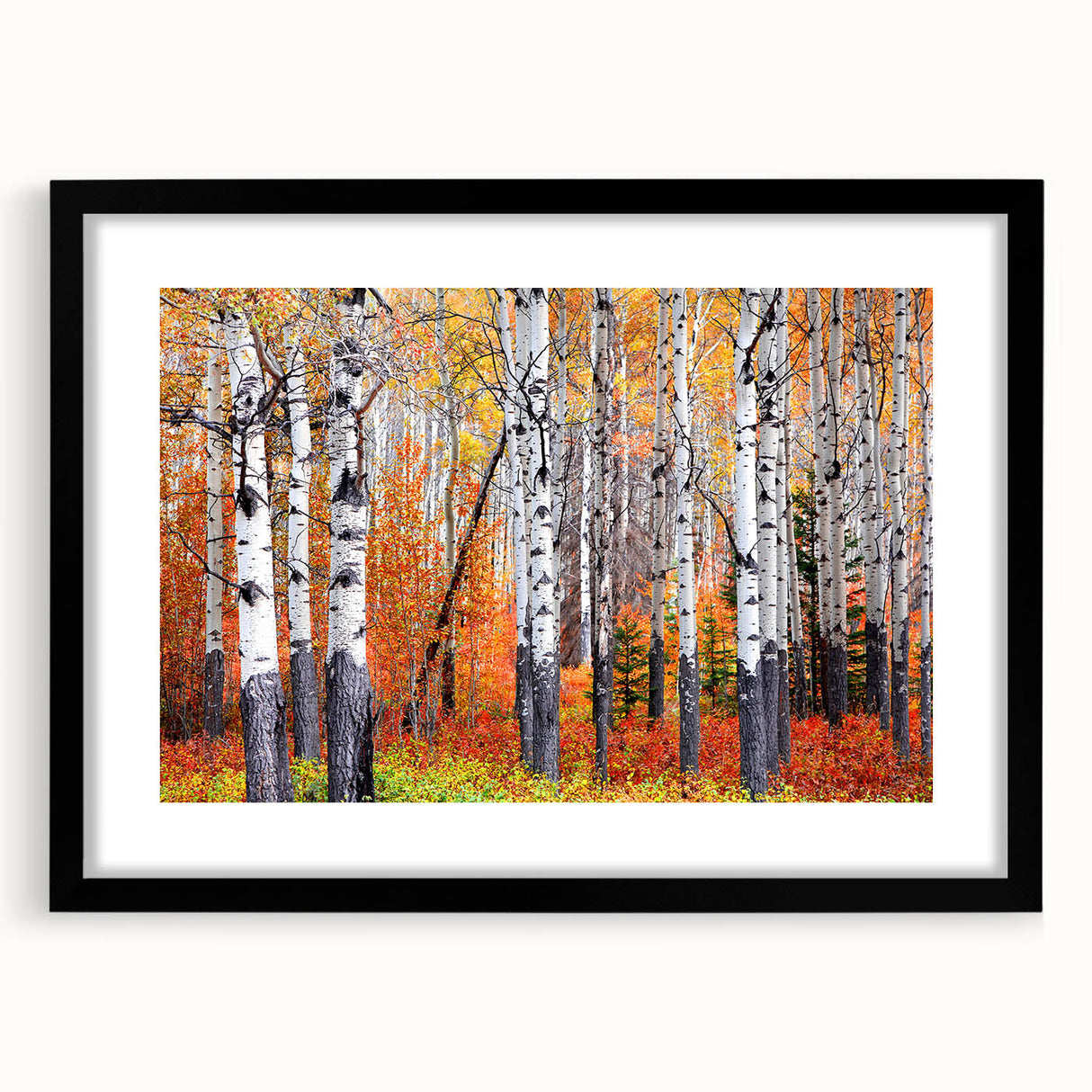 Abstract art print featuring vibrant colors and textured design, framed in black, ideal for living room decor.