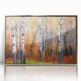 Mid-century modernist art of Aspen, Colorado scenery in silver-framed acrylic, featuring muted earth tones.