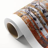 Art Deco poster of Aspen, Colorado scenery on rolled canvas, featuring muted earth tones, ideal for nursery wall art.