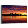 Black and white framed canvas of Denver landscape, ideal for bedroom wall art.