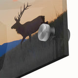 Acrylic print of abstract Rocky Mountains in muted earth tones, suitable for dining room art.