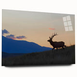 Large abstract wall art print of the Colorado Rocky Mountains in muted earth tones on acrylic glass.