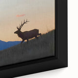 Black framed canvas featuring a textured depiction of the Colorado Rocky Mountains in vibrant colors.
