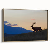 Framed canvas depicting the Rocky Mountains in Colorado, featuring a vintage poster style with muted earth tones.