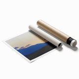 Rolled print of the Rocky Mountains in muted earth tones, suitable for classy bathroom wall art.