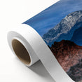 Art Deco poster of Colorado Springs landscape in pastel hues on rolled canvas, ideal for nursery wall art.