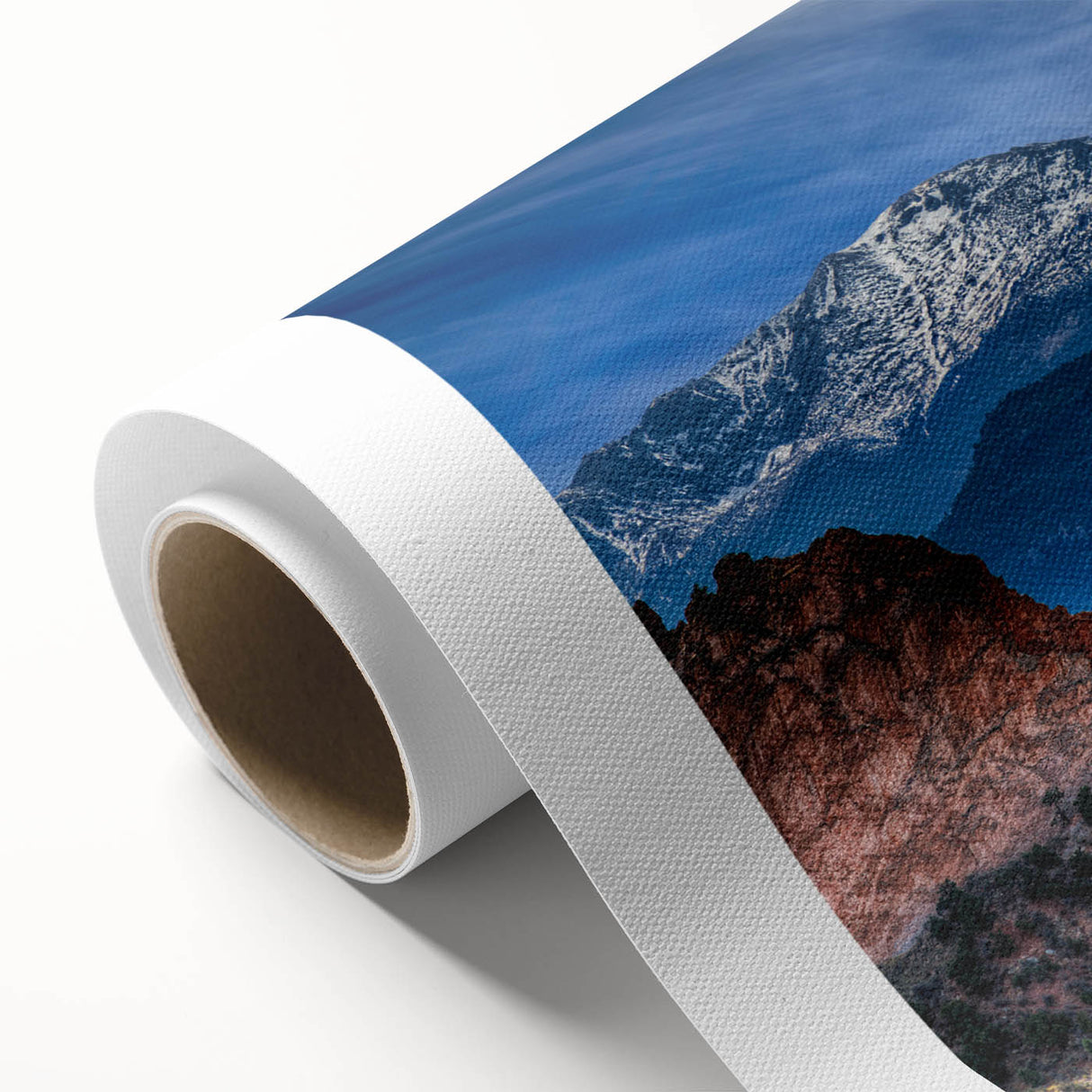 Art Deco poster of Colorado Springs landscape in pastel hues on rolled canvas, ideal for nursery wall art.