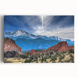 Black and white stretched canvas featuring a detailed view of Colorado Springs, ideal for kitchen art.