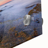 Large abstract wall art featuring a mid-century modernist Connecticut scenery in muted earth tones on acrylic glass.