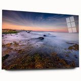 Large abstract wall art of a Connecticut scenery in muted earth tones on acrylic glass.