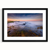 Extra large abstract art print featuring a vibrant, colorful Connecticut scenery on a textured canvas, framed in black.