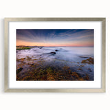Textured abstract art print of Connecticut scenery in silver frame, ideal for bedroom art.