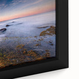 Extra large framed canvas depicting a textured Connecticut scenery in black with colorful art accents.