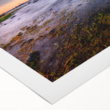 Art deco poster of Connecticut scenery in muted blue and green hues on rolled canvas, suitable for dining room decor.