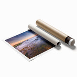 Extra large rolled print of Connecticut scenery with soft floral designs, ideal for classy bathroom wall art.