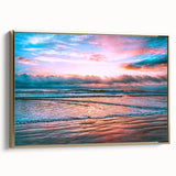 Framed canvas featuring a vintage-style Daytona landscape in muted gold and black tones, ideal for bedroom wall art.