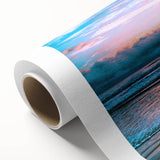 Art deco poster of Daytona scenery on rolled canvas, featuring pastel shades and geometric shapes.